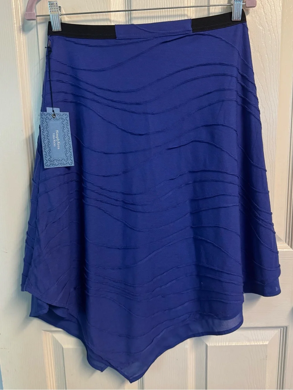 NWT Simply Vera Vera Wang Royal Blue Asymmetrical Handkerchief Skirt